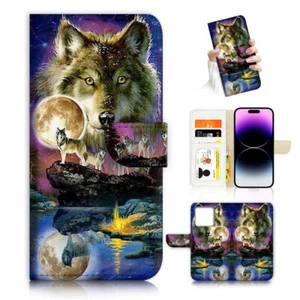( For iPhone 14 Pro ) Wallet Flip Case Cover AJ26292 Spirit Wolf - Picture 1 of 6