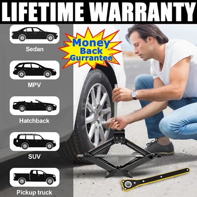 2 Ton Scissor Jack Extendable Wheel Wrench Brace Socket Car Van Tire Hand Tool - Image 1 of 4