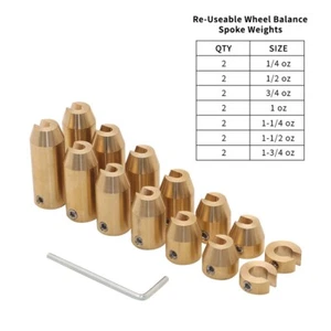14 PCS Motorcycle Brass Reusable Wheel Spoke Balance Weights Refill Kit Touring - Picture 1 of 12