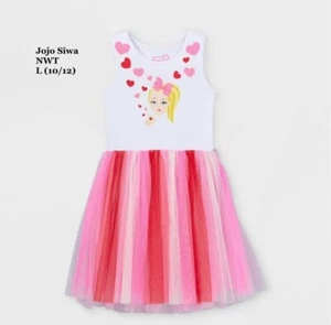 JoJo Siwa Girls Valentines Tutu Dress Size L 10/12 Pink Red Glitter Sleeveless - Picture 1 of 6