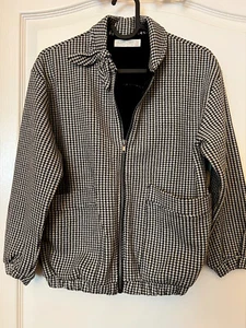 EUC ZARA Girls Checkered Black & White Blazer Jacket Coat Bow Zip Pockets Size10 - Picture 1 of 5