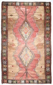 Authentic Vintage Karabagh Geometric Kilim-Handwoven Light Brown Wool Rug Kilim - Picture 1 of 12