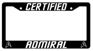 Certified Admiral Black Plastic License Plate Frame Star Trek - Picture 1 of 1
