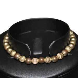 Bronze and Gold Tone Small Plastic Acrylic Bead Stretch Bracelet - Picture 1 of 1