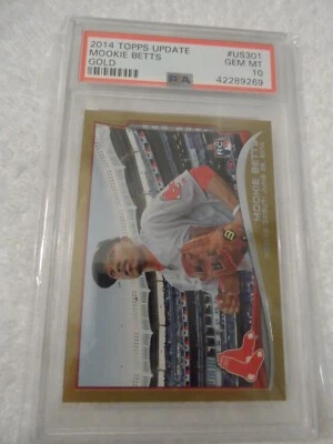 2014 Topps Update Gold Mookie Betts ROOKIE RC 1111/2014 #US301 PSA 10 GEM MINT  - Image 1 of 2