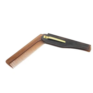Folding Flip Pocket Comb Brown Tortoise Hair Style Beard Barber Greaser Pomp NEW - Bild 1 von 3