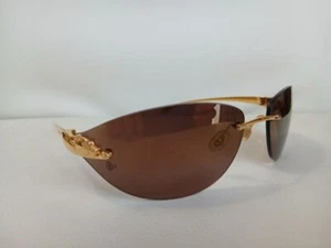 Cartier Panthere Gafas de Sol Metal Dorado Marrón Moda Accesorios Colección d549 - Imagen 1 de 12