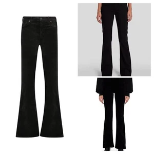 7 for all mankind Black Velvet A Pocket Wide Leg Flare Bootcut Pants Essential - Picture 1 of 8