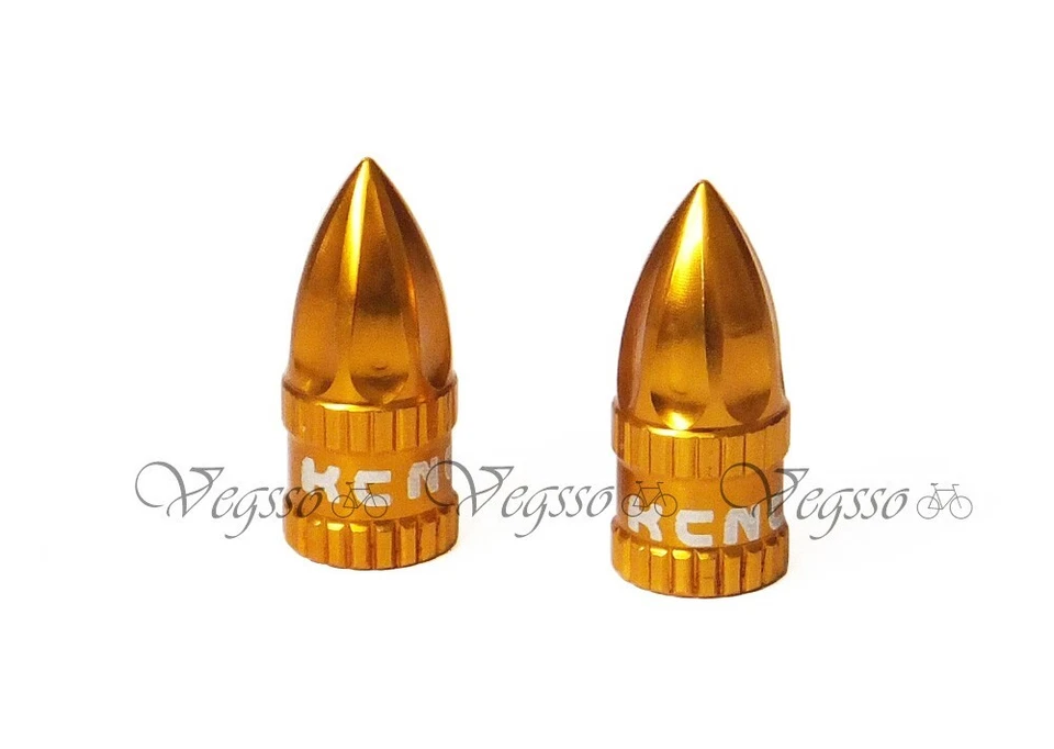 NEW KCNC VALVE CAPS FRENCH/PRESTA INNER TUBE TYPE AL6061 - 2pcs, GOLD - Image 1 of 4