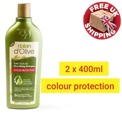 2 x Dalan d'Olive Pure Olive Oil Nourishing Shampoo 400ml Colour Protection