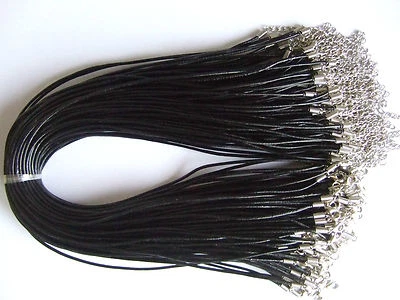 Wholesale Lot of 50 2mm Black Leather Cord Choker/Necklace Men Women 13-32 inch - Image 1 of 3