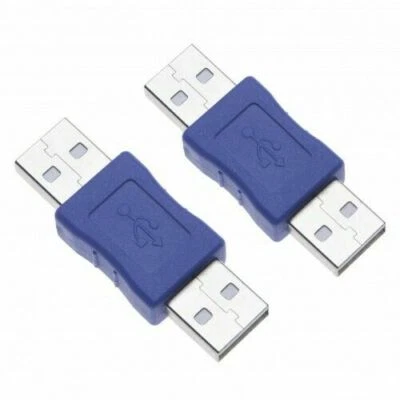 USB 2.0 Type-A Male to Male Adapter for PC/Laptop/Printer/HDD - Blue - Image 1 of 4