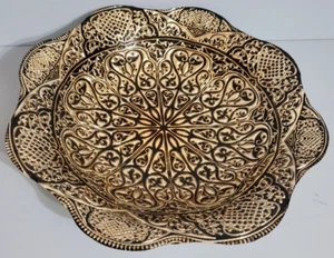 Azzurra Handmade Decorated Glass Bowl Scalloped 100% Silver Backing - Picture 1 of 17