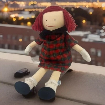 Vintage Eden Plush Christmas Madeline Plush Stuffed Soft Doll Plaid 90's holiday - Image 1 of 4