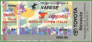 ZA2136a - Vecchio BIGLIETTO PARTITA CALCIO - 1995/1996 : Varese vs Cremonese - Picture 1 of 1
