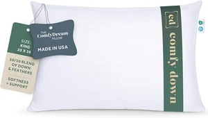 ComfyDown 50/50 Down Feather Blend ComfyDream Bed Pillow for Sleeping - Picture 1 of 11