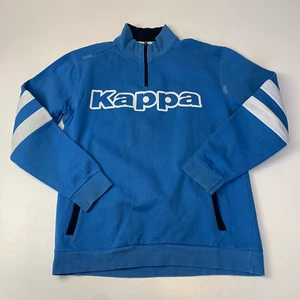 KAPPA 1/4 Zip Sweatshirt / Blue & White / Large / Spellout - Picture 1 of 6
