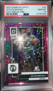 2022-23 Donruss Optic Jaylen Brown Fast Break Pink Disco SSP /25 #32 PSA 10 GEM - Picture 1 of 3