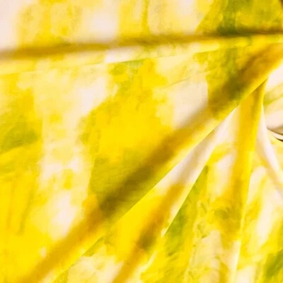 Tie Dye Yellow Print Nylon Spandex Fabric 4 Way Stretch for swimwear - Image 1 of 4