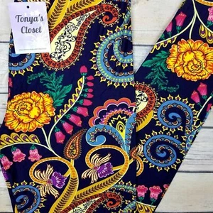 Leggings de cachemira florales brillantes suaves como la mantequilla TALLA ÚNICA OS 2-10 - Imagen 1 de 4
