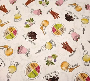 Super Foods Studio 8 Quilting Treasures BTY Healthy Eating Honey Olive Oil White - Picture 1 of 3