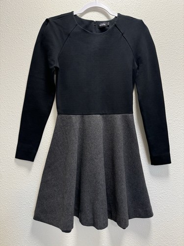 Mini abito pattinatore sabato KATE SPADE schiena manica lunga cerniera cotone taglia 00