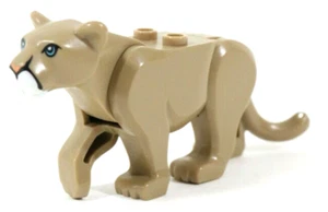 Lego Mountain Lion Large Dark Tan Cat White Muzzle Flesh Nose Figure Minifigure - Picture 1 of 2