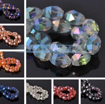 10pcs 13x9.5mm Oval Matte Faceted Crystal Glass Loose Spacer Beads DIY Jewelry - Image 1 of 4
