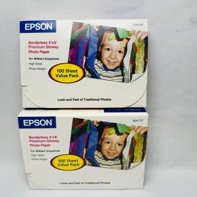 2 PACK Epson Premium Photo Paper Glossy, Borderless, 4" x 6", 100 sheets - Image 1 of 4