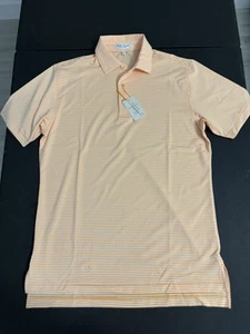 NWT Peter Millar Summer Comfort Small Adult Polo Shirt Golf Orange Striped Mens - Picture 1 of 9