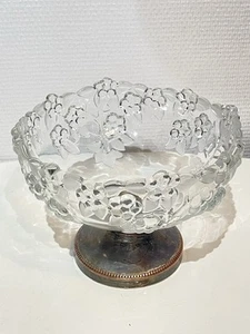Ancienne Coupe À Fruits En Verre Givré Sur Pied En Métal Argenté Vintage 1970. - Picture 1 of 18