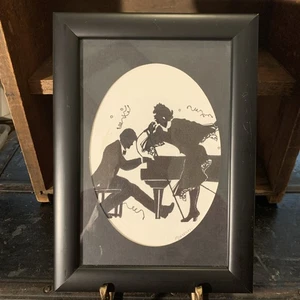 Mary Dezzutti Ink Silhouette “Pianist & Singer” Framed Art. 7.5”x10.5” - Picture 1 of 7