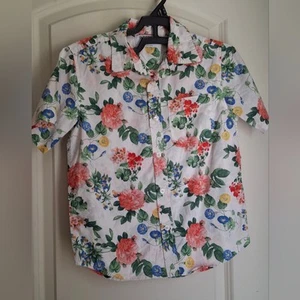 Old Navy Roses Short-Sleeve Printed Poplin Shirt for Toddler Boys Sz 8 Summer - Picture 1 of 4