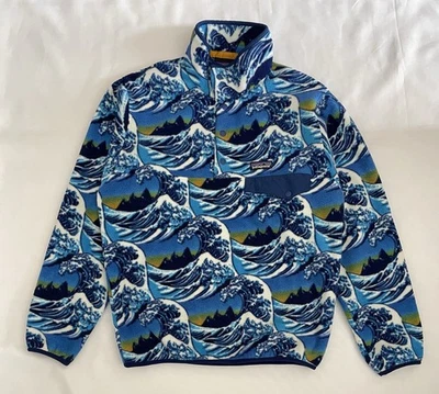 Patagonia Synchilla Snap-T Men's S / Women's M Fitzroy Wave Channel Blue Hokusai - Image 1 of 4