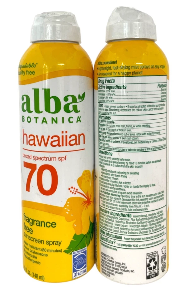 Lote de 2 protectores solares sin fragancia Alba Botanics Hawaiian FPS 70 (5 fl. oz/148 ml) Foto 1 de 1
