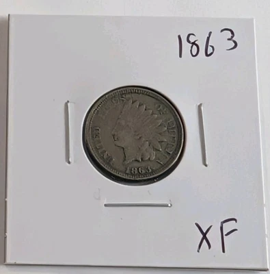 1863-P Philadelphia Copper Nickel Indian Head Cent IHC XF Extra Fine  - Image 1 of 4