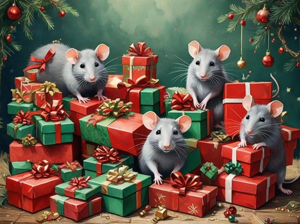 TRENDING TEXTILES A5 Greeting Card Can be personalised on front custom Christmas Xmas Rat Rats Uk