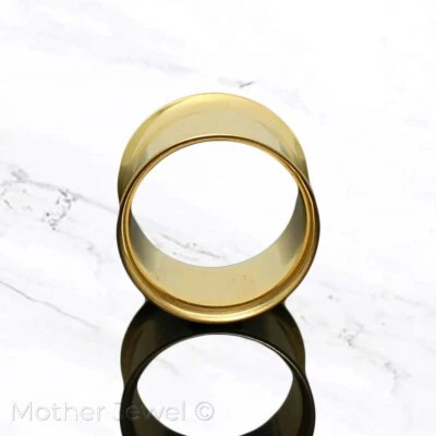 14K YELLOW GOLD IP ROUND SCREW FLESH DOUBLE FLARED TUNNEL EAR PLUG SPACER EARLET - Изображение 1 из 2