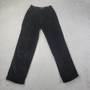Eddie Bauer Corduroy Pants Womens 6 Black Chino Pleated meas 26x31 - Picture 1 of 9