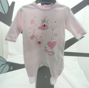 Kitchoun grenouillère rose pâle motif princesse château paillettes bébé 1 mois - Picture 1 of 1