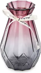 Gradient Glass Flower Vase - 7 Inch, Cut Crystal, Modern Decor, Gift - Picture 1 of 11