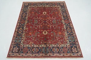4 x 6 ft Red Bidjar Afghan Hand Knotted Wool Traditional Oriental Rug 4'x5'5" - Picture 1 of 16