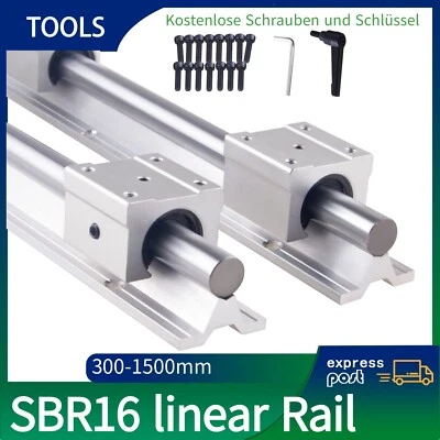 2X SBR16 300mm-4500mm Linearführung Linearwelle Rail + 4X SBR16UU Lagerblock - Bild 1 von 4