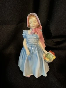 Vintage English Royal Doulton Figurine Wendy 1952 Bone China Girl W/ Basket EUC - Picture 1 of 11