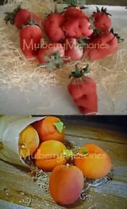 MUSTER Prim Pfirsiche Erdbeeren Stoff Obst Fake Food Faux Kranz Zubehör - Bild 1 von 1