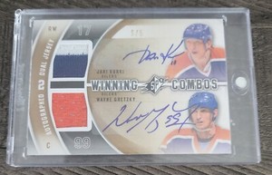 2011 SPX HOCKEY KURRI WAYNE GRETZKY 2 COLOR GAME USED DUAL PATCH AUTO /5 OILERS 