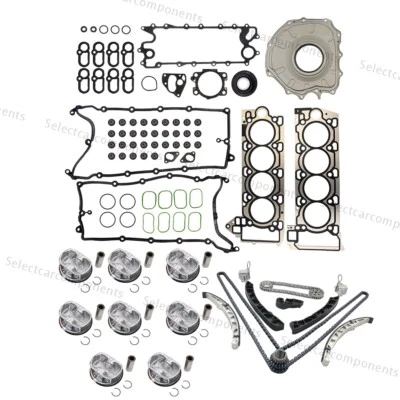 AJ133 Head Gasket Set & Piston Set & Timing Chain Kit For Land Rover Jaguar 5.0L Foto 1 de 4
