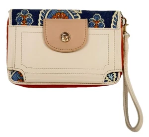 Spartina 449 Boheme Multi Phone Wristlet Wallet Blue Cream Paisley Linen - Picture 1 of 11