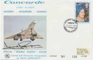 GB 1980 muy raro FIRMADO último vuelo CONCORDE „LONDRES – SINGAPUR – LONDRES“, R! - Imagen 1 de 2