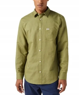 Wrangler Shirt Mens Medium 1 PKT Long Sleeve Button Up Cotton Capulet Olive - Image 1 of 4